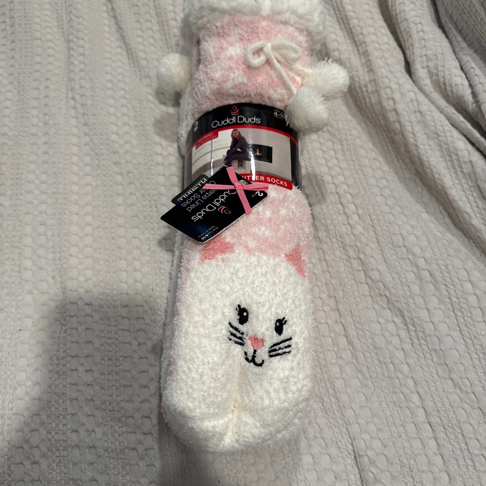 [NEW UNWORN] CUDDL DUDS Sherpa lined critter socks- 2 pack
